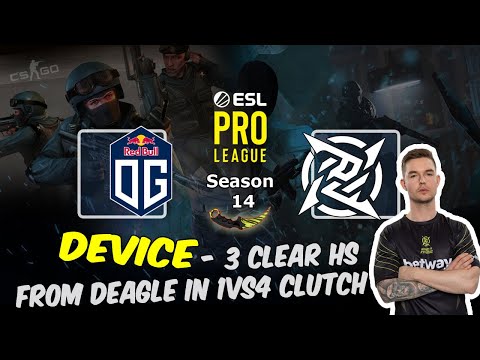 Device - 3 clear HS from Deagle in 1vs4 clutch, OG vs NIP, ESL Pro League Season 14