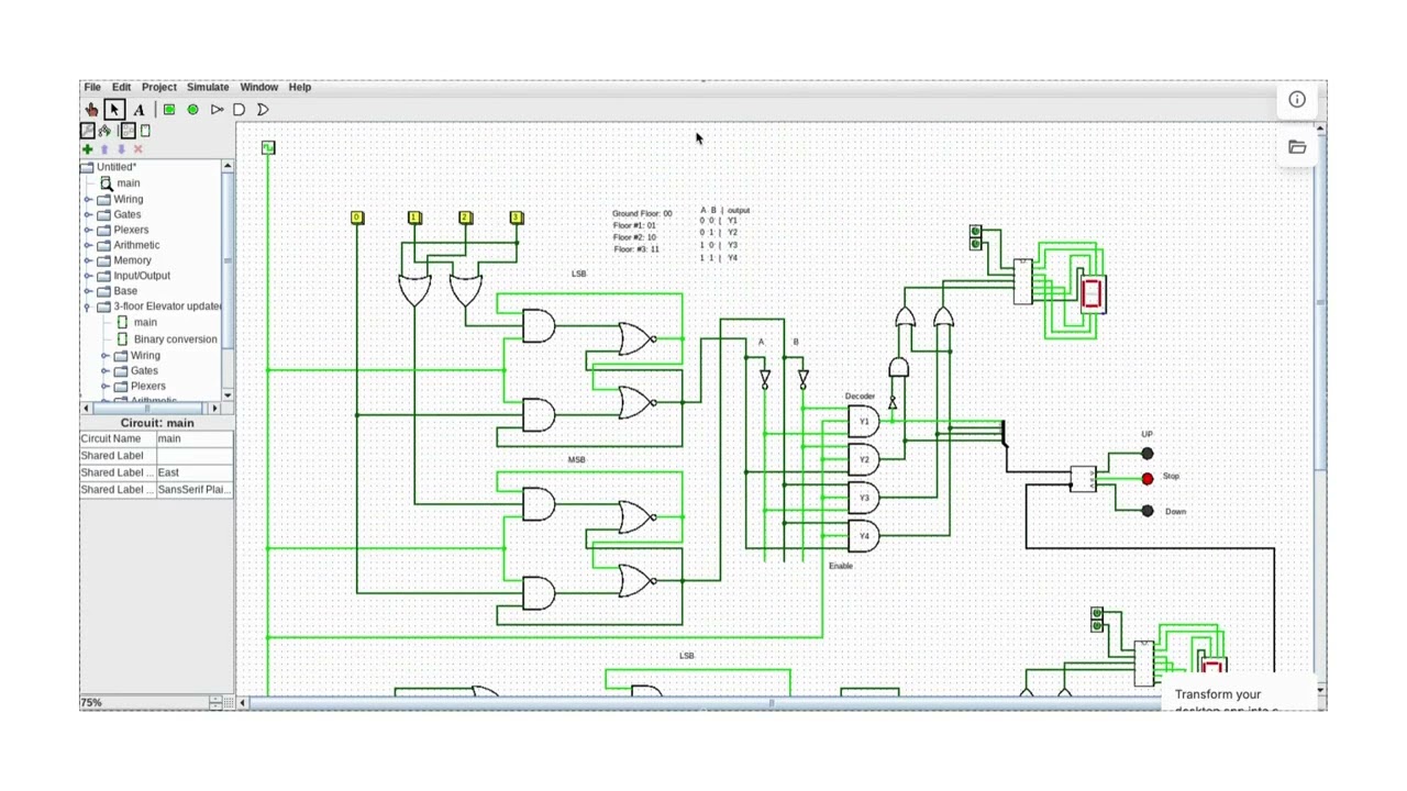 Elevator System Logic Design — Logisim Project Tutorial