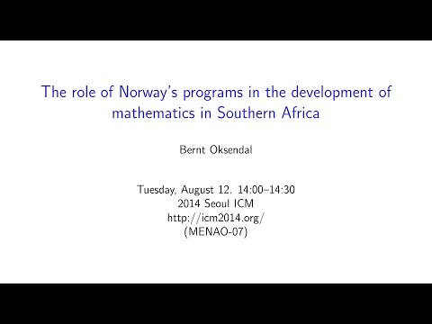 ICM2014 VideoSeries MN07: Bernt Oksendal on Aug12Tue