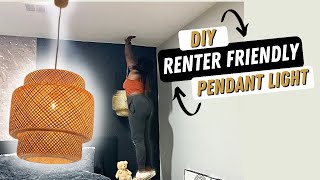 HANGING PENDANT LIGHT WITH NO HARDWIRING | Renter Friendly Ceiling Light | Remote Control Light