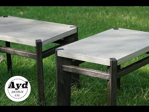 How to build modern interlocking concrete and wood side tabl...