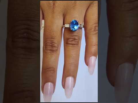 IGI Certified Ring Platinum - 4.07 Ct Natural Blue Sapphire - Sri Lanka - Diamond video