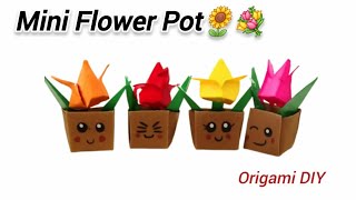 How to Make Mini Flower Pot with Paper 🌸 | Easy Origami DIY Flower Pot | Cute Paper Craft Ideas