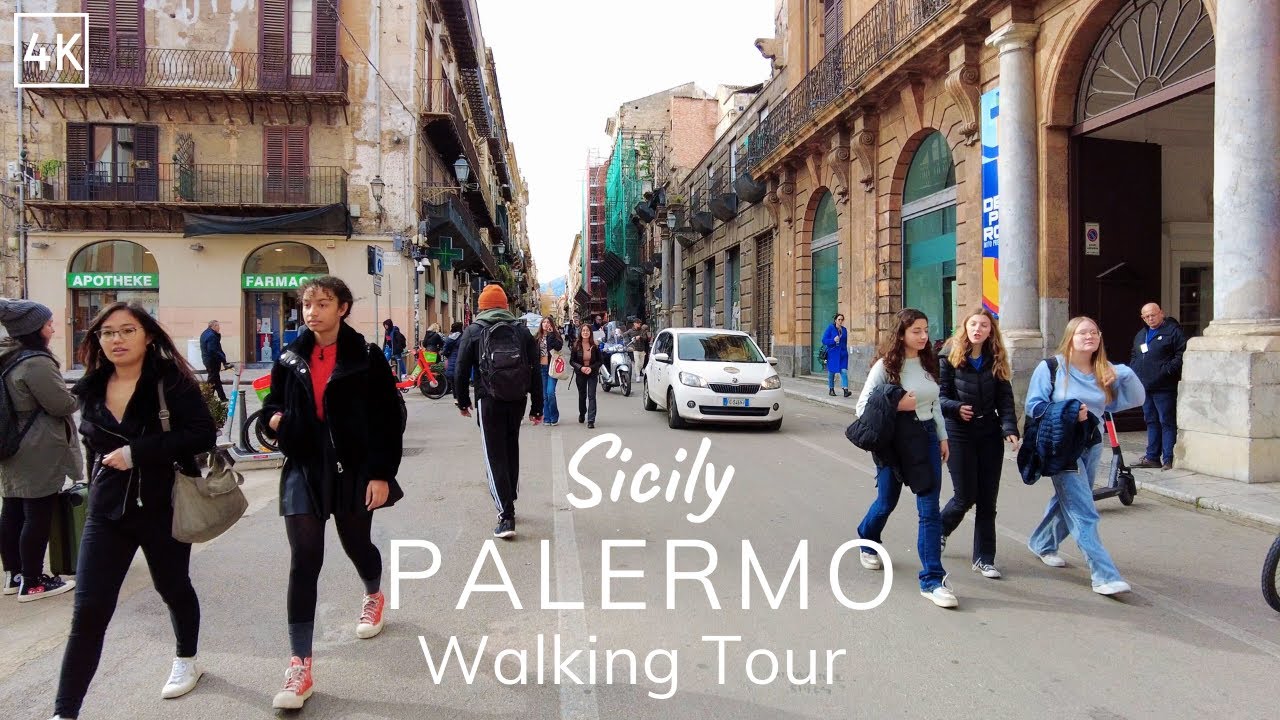 Immersive street-level walking tour through Palermo Quattro Canti, Italy, showcasing authentic urban landscapes, local architecture, and the vibrant atmosphere of the city's neighborhoods