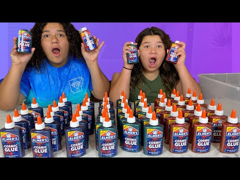 NEW ELMER'S GLUE COSMIC GLUE!! - MIXING ALL OUR ELMER’S GLUE - GIANT ELMER’S SLIME SMOOTHIE