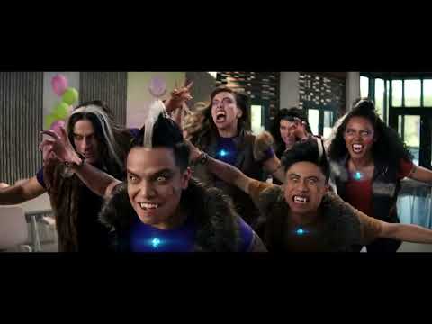 Trailer collage: cheer camp daylight, torchlit wolf den, and Prawn-night stage