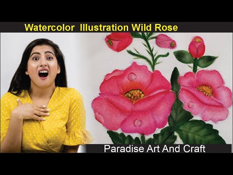 Cinnamon Rose with Watercolor at fabric For Beginners step by step