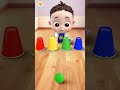 Cup and Ball Matching Challenge 2 | 🟢🔵🔴🟡 LiaChaCha #shorts #baby