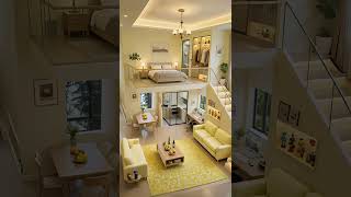 Modern Loft Apartment with Cozy Mezzanine Bedroom, Warm Lighting, and Stylish Interior Design