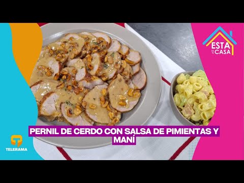 Pernil de cerdo con salsa de pimientas y maní