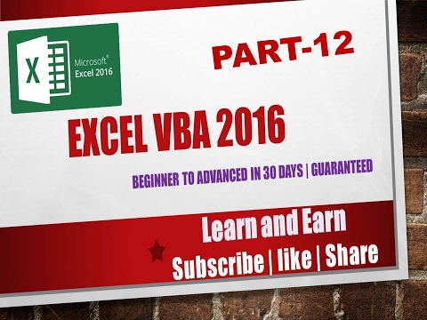 Excel VBA 2016 Complete Tutorial for Beginners Part 12 | For Loop