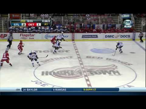 Barret Jackman slapshot goal 2-1 St. Louis Blues vs Detroit Red Wings 1/20/14 NHL Hockey.