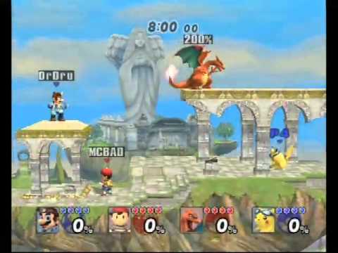 Oracle (Charizard) and Awestin (Ness) vs Dr. Drew (Mario) and Bluezaft (Pikachu)