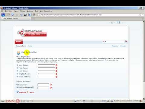 DotNetNuke Tutorial, How to customize the registration page - Video #64