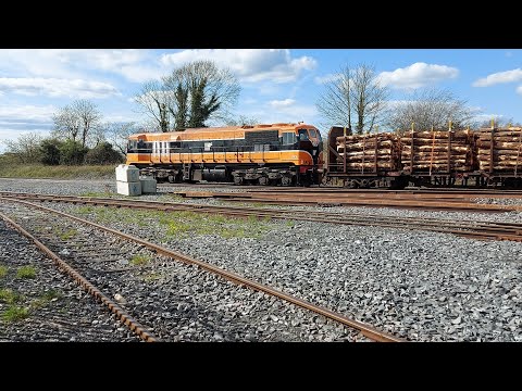 Retro 071 Class loco 073 on a Timber train at Kildare. 7/4/23
