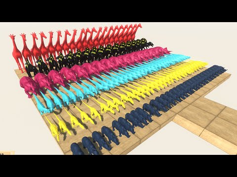 Colors Dinosaur Race To Get a Gold Pig | 🦖Animal Revolt Battle Simulator🦕