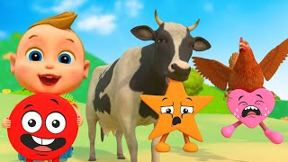 Learning Shapes With Cow, Chicken - Making Shaped Cakes With Animal Friends | Game Animal