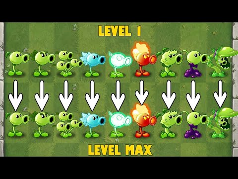 PvZ 2 Comparison  - Normal Damage PEASHOOTER Plants Level 1 vs Level Max
