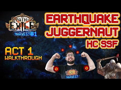 Path of Exile Harvest Full Playthrough for Beginners Earthquake Juggernaut HC SSF Gameplay - Act 1