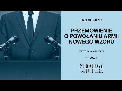 Jacek Bartosiak czyta symulowane przemówienie premiera RP o powołaniu Armii Nowego Wzoru.