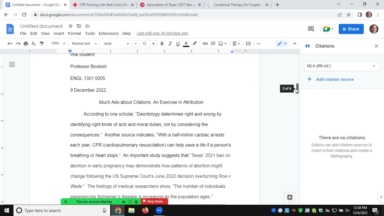Using the Citation Tool in Google Docs