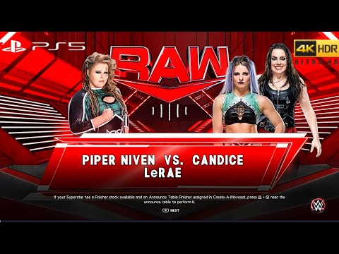 WWE 2K23 (PS5) - CANDICE LERAE vs PIPER NIVEN | RAW, FEB. 27, 2023 [4K 60FPS HDR]