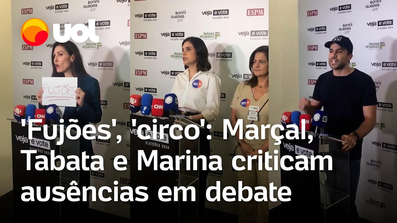 Pablo Marçal, Tabata e Marina criticam Datena, Boulos e Nunes por ausência em debate; veja vídeo