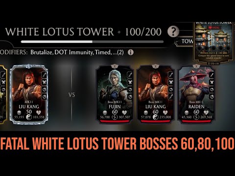 Guaranteed Diamond Reward | Fatal White Lotus Tower Bosses 60, 80, 100 | MK Mobile 2024