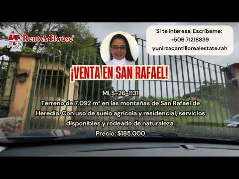 Venta San Rafael Espectacular Terreno de 7,092 m² en las Montañas de Heredia