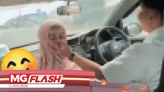 Download lagu Video Aksi Romantis Sandar Di ‘Dashboard’ Pandang Pemandu Disiasat  #MGFlash mp3