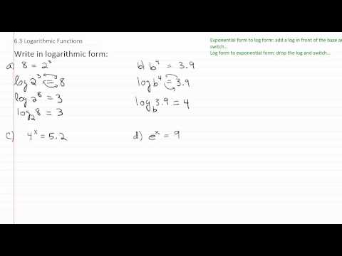  Logarithms, logarithmic form p1