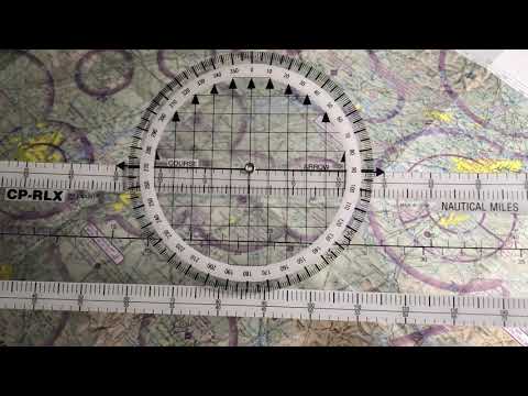 Plotting a course on a sectional map and determining the true course and distance.