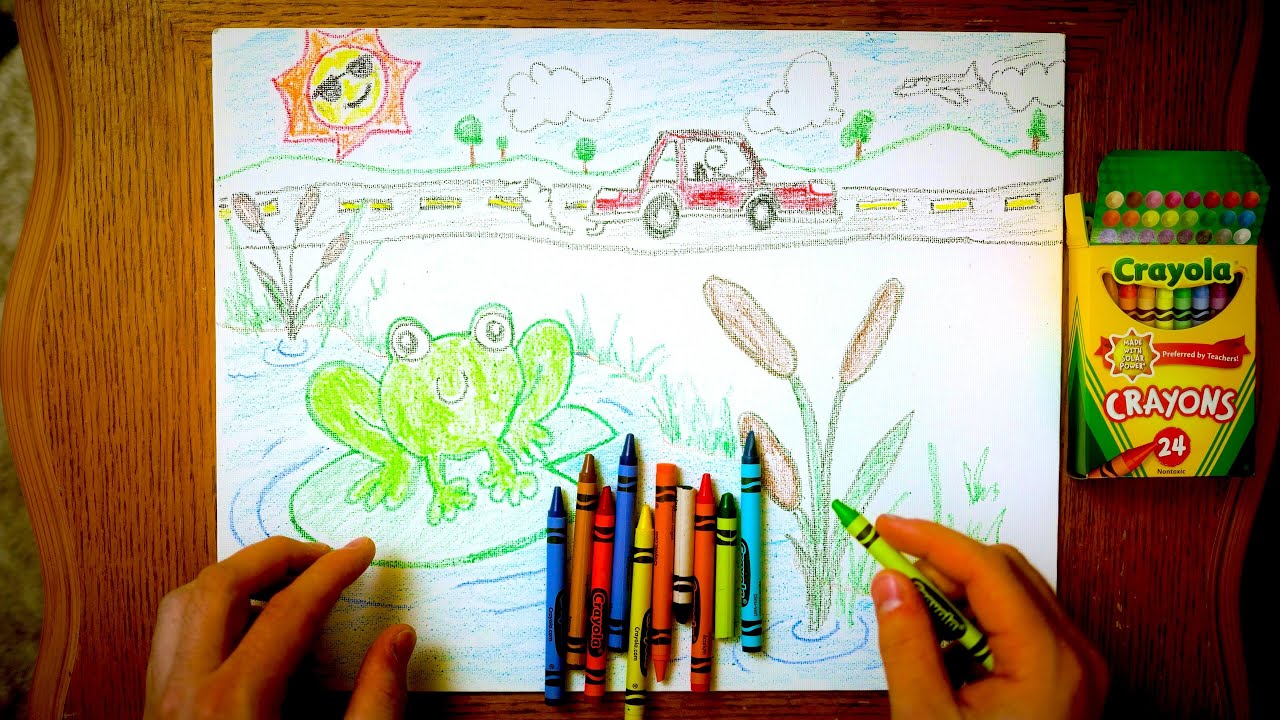 ASMR - Crayon Doodles (drawing, sensitive mic)