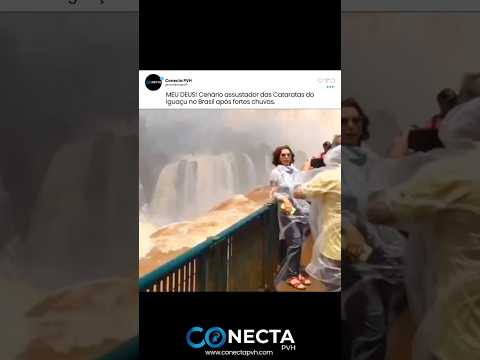 Cenário assustador das Cataratas do Iguaçu no Brasil após fortes chuvas.