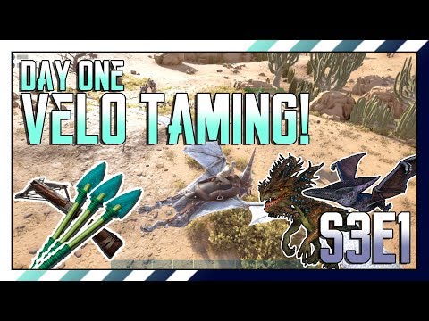 ARK MTS 4-Man Beginners: S3E1 Day One - TAMING VELOS!