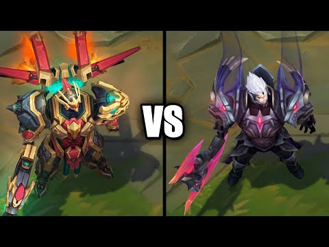 Mecha Kingdoms Darius vs God King Darius Legendary Skins Comparison (League of Legends)