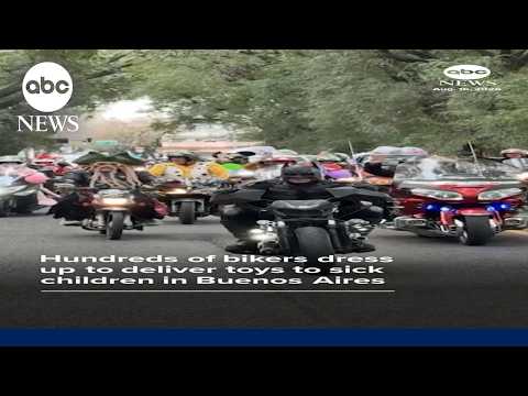 Hundreds of bikers dress up to deliver toys to sick children in Buenos Aires