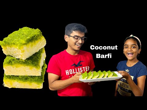 Coconut Barfi / Kids Trying Coconut Barfi For The 1st Time #coconutbarfirecipe #diwali