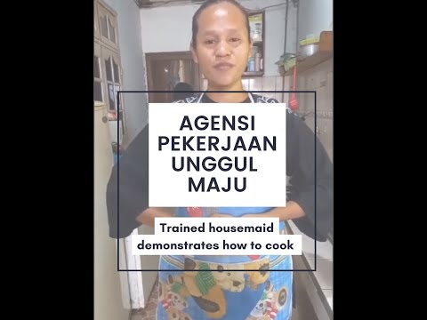 Trained housemaid demonstrates how to cook 