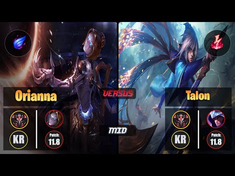 GrandMaster ORIANNA [Phase Rush] (Mid) VS  TALON - Grandmaster KR Patch 11.8