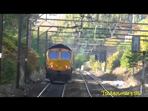 GBRf Class 66 No. 66714 on 0Z70 Doncaster D.D - Trafford Park @ Fairfield on 19.10.15 - HD