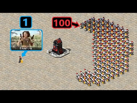 1 Tanya vs 100 Elite V3 Launchers - Red Alert 2
