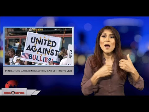 Protesters gather in Helsinki ahead of Trump’s visit (ASL - 7.15.18)
