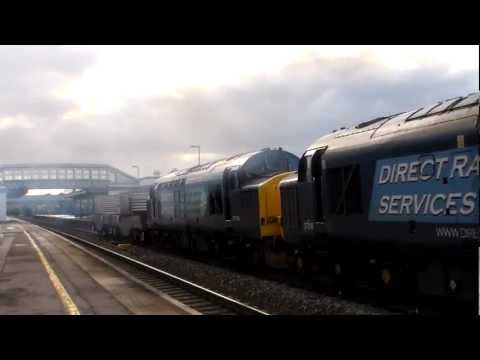 37218 and 37194 depart Bridgwater with 6M67 on 8th November 2012.