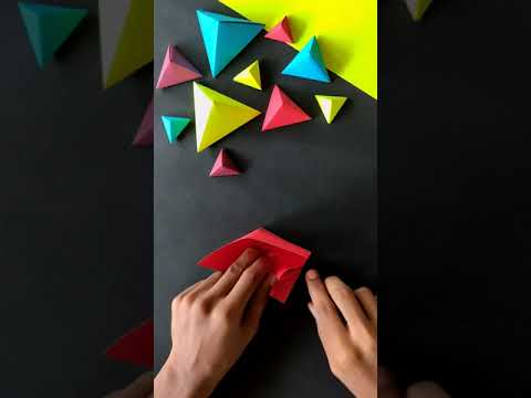 How to make a 3D paper pyramid Wall hanging ||  Wall hanging design || simple paper craft...