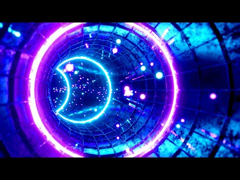 4K TUNEX  Neon-Kreisförmiger Tunnel in Blau und Violett mit Leuchtpartikeln  2 Stunden (Ohne Audio)