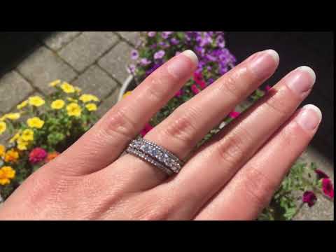 Stackable 1.3 mm Double Shared Prong Eternity Ring - TwoBirch-TB-ETR-0004-WG-E - Stack