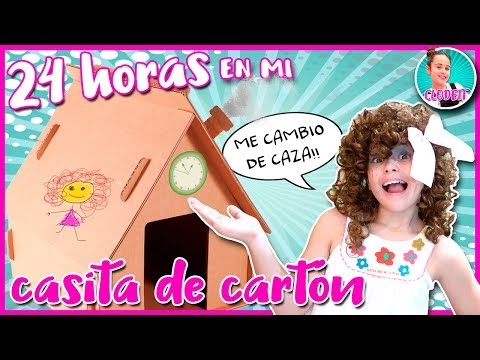 🏠 Casi 24 HORAS en mi CASITA de CARTÓN 😱 CATALINA pasa CASI UN DÍA en MI CASITA de CAJAS de CARTÓN