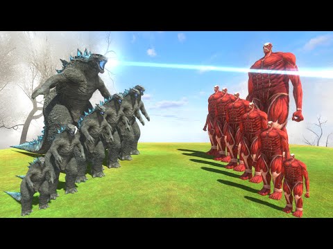 GODZILLA 2014 vs COLOSSAL TITAN | Small To Biggest Size Battle - Animal Revolt Battle Simulator