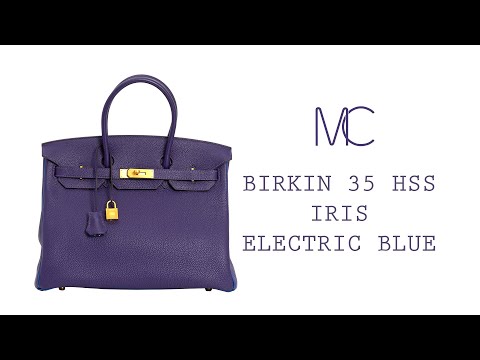 Hermes Birkin 35 Bag HSS Iris / Electric Blue Togo Brushed Gold Hardware • MIGHTYCHIC •